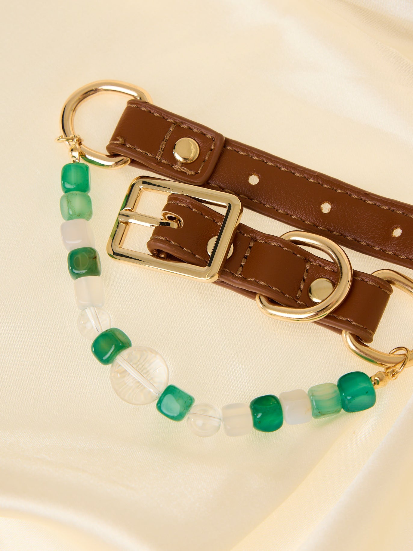 Zen-Inspired Green Crystal Pet Collar