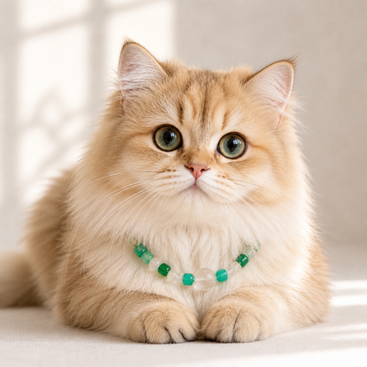 Zen-Inspired Green Crystal Pet Collar