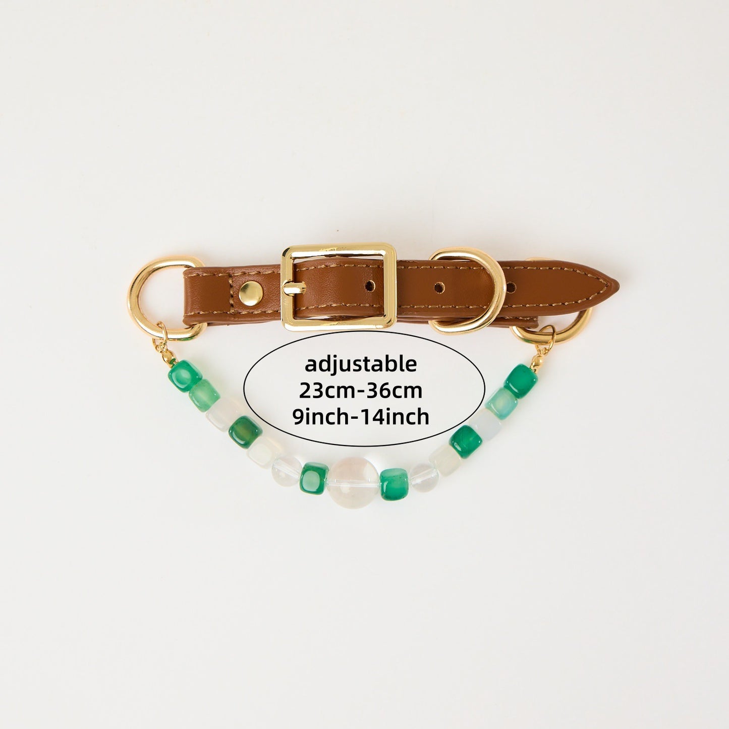 Zen-Inspired Green Crystal Pet Collar