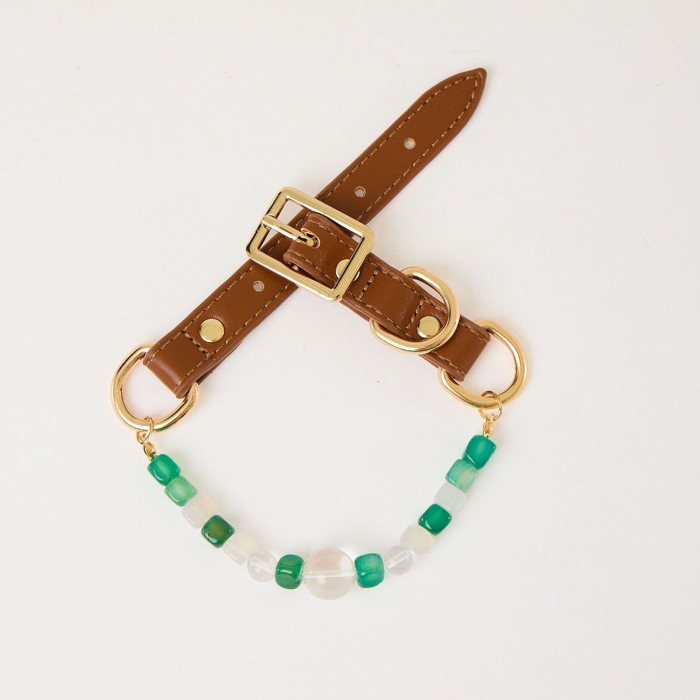 Zen-Inspired Green Crystal Pet Collar
