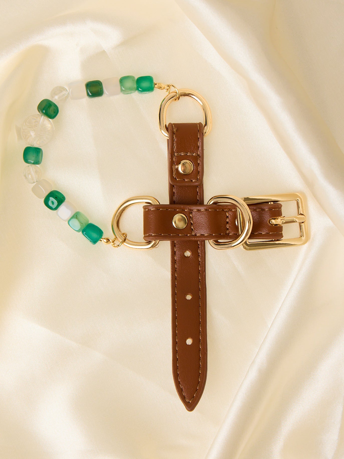 Zen-Inspired Green Crystal Pet Collar