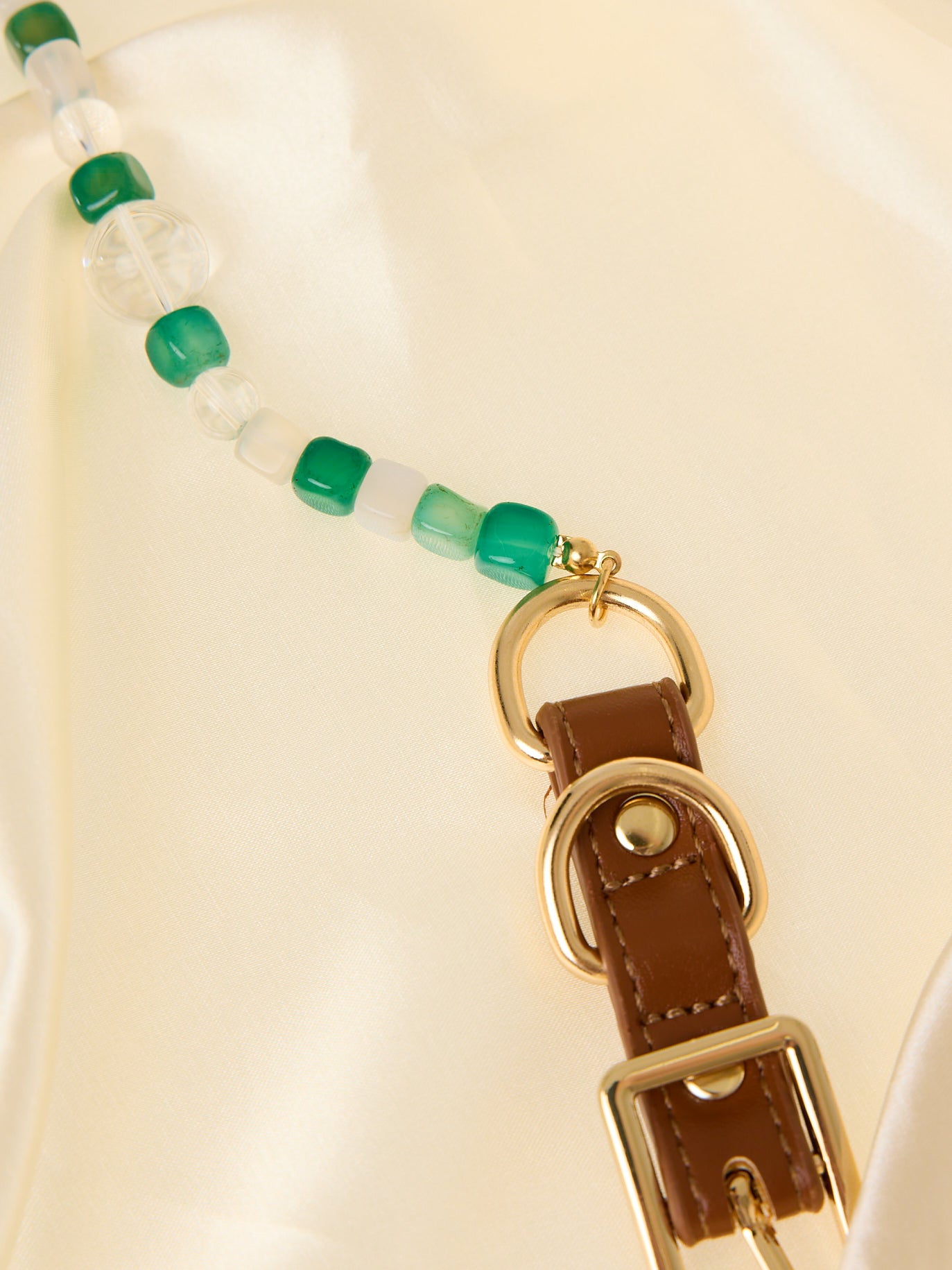 Zen-Inspired Green Crystal Pet Collar